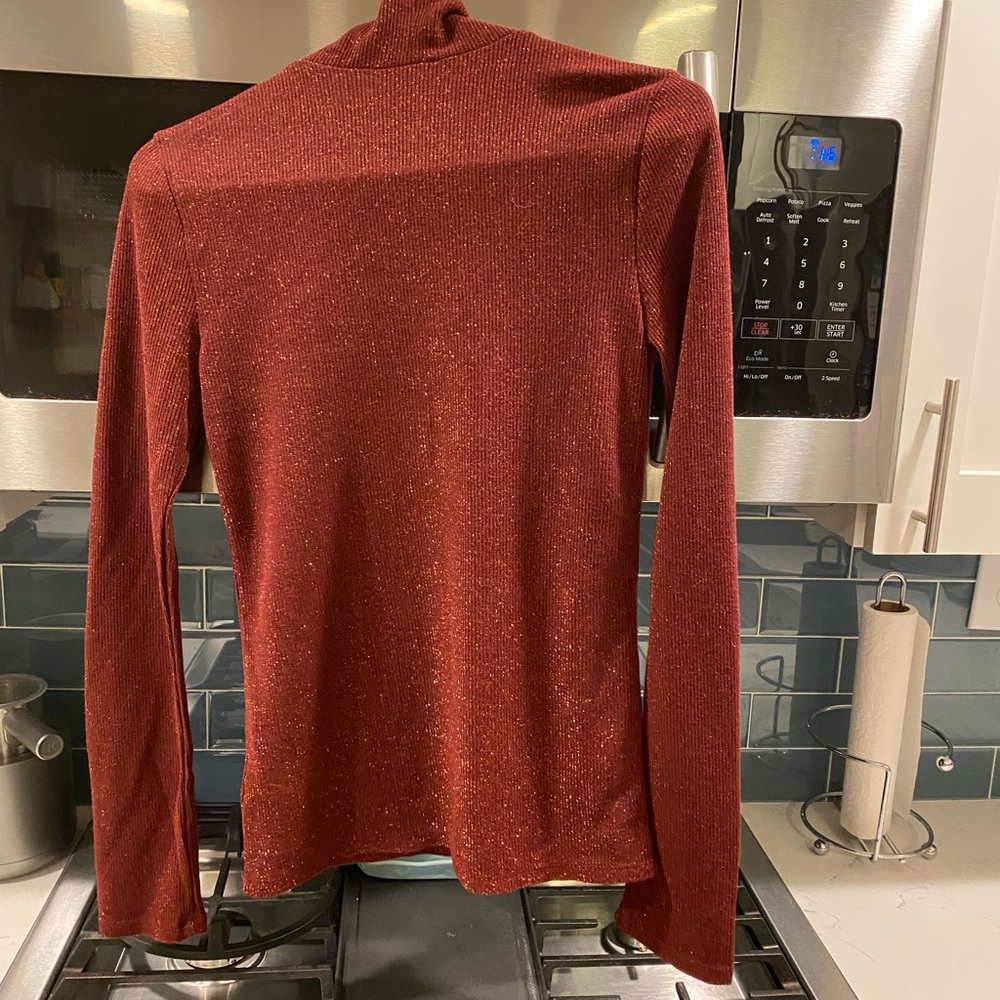 Maroon turtleneck with sparkles